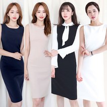 민소매 정장 나시 스판 원피스 아나운서 하객룩 H라인 [짱짱]