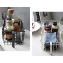 주방 팬트리 꺼내기쉬운 손잡이 철제바스켓 남아방 여아방 문구, 브라운