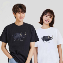 오너클랜 흑소 디지털프린팅 인쇄티셔츠 반팔티 오버핏