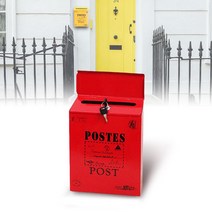 벽걸이 전원 주택 편지 우편함 예쁜 우체동 건의함, 레드