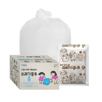 킹스봉 재활용 쓰레기 비닐봉투 배접 분리수거 대용량 봉지 (투명) 1box, 50L