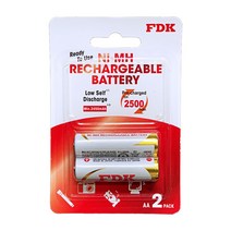 FDK 충전지 2500mAh AA 2알, 1개