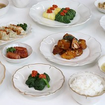 북유럽 올리브 플라워 파스타 샐러드볼 예쁜 그릇 디저트 접시 유럽풍 브런치, 4인세트(20pcs)