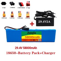 전동킥보드충전기 전기자전거 전동휠 충전기 새로운 7s2p 배터리 팩 29.4v 58000mah 리튬 이온 배터리 20a 균형 bms 충전기 포함 전기 자전거 스쿠터호환, xt60-sm