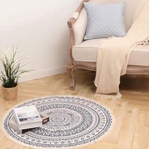 모던하우스 92cm 화장대 린넨 페르시안 원형 거실카페트 러그 북유럽풍