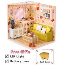 어린이를 위한 diy 인형 집 casa 미니어처 인형 집 인형 집 인형 집 생일 선물 핑크 로프트 빌라 m033, 먼지 덮개가 있는 m010