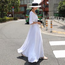 SAMARA 여자 여름 린넨 원피스 플리츠 하객 휴양지 비치 WYAR