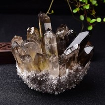 스톤 천연 클러스터 자수정 표본 미네랄 광석 옐로우 그린 퍼플 쿼츠 레이키 원석 크리스탈, 600-700g, 흡연 석영