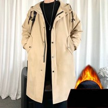 남성 가을 트렌치 롱 코트 캐주얼 아우터 따뜻한 겨울 남성용 두꺼운 양모 재킷 후드 윈드브레이커 오버 스트리트웨어 힙합 블랙