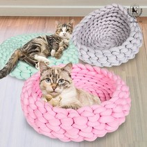 딩동펫 반려동물 고양이 왕뜨개 방석, 왕뜨개방석_민트_M