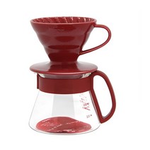 하리오 컬러 도자기 드립세트 레드 VDS-3012R, 1개
