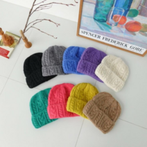 옷자락 [옷자락] 여자 꽈배기 귀여운 베이직 단색 니트 숏 비니, FREE, C2568_베이지