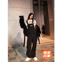 유에스 점프수트 멜빵바지 블랙데님 멜빵여 겨울신상 쿨맥스