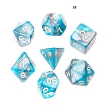 보드 게임 주사위 7 개대 아크릴 다면체 주사위 trpg 보드 게임 던전 및 드래곤 d4 d20, 하늘색