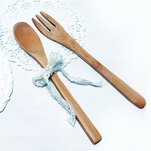 포크 3 + 스푼 3 대나무 반제품 G-01-001, 1세트
