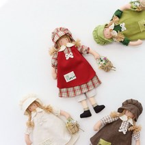 바구니 소녀 인형 수공예 수작업 집장 식품 집들이 선물 소품 선물벽 장식 인테리어, 그린