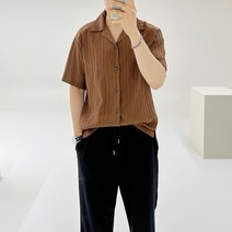 아도르클래식 어바운드 썸머 플리츠 노카라 오픈 여름 반팔 셔츠