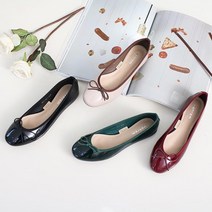 세련된 여성 에나멜 리본 플랫슈즈 플랫신발 구두