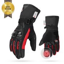 오토바이 방한 장갑 케미모토 방수 방풍 오토바이 장갑 모토 보호 따뜻한 겨울 글러브 터치 스크린 블랙, 02 RED