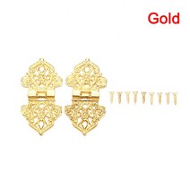 2 개/대 빈티지 합금 할로우 꽃 경첩 24x54 미리메터 가구 하드웨어 DIY 상자 금속, [01] Gold