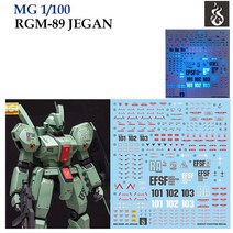 MG 1100 RGM-89 Jegan 마스터 등급 재인쇄 워터 슬라이드 UV 광 반응 데, [01]