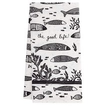 Karma 유니 블랙 & 화이트 보헤미안 티 타월 무지개 45.7 x 55.9cm(18 x 22인치) US, Fish
