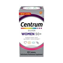 Centrum Silver 여성용 종합비타민 50 Plus 비타민 D3 비타민 B 칼슘 및 산화방지제가 포함된 종합비타민/종합미네랄 보충제 글루텐 프리 비 GMO 성분 -, 65 카운트(1팩)