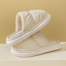따뜻한 편안한 남성 면 슬리퍼 남 겨울 실내 보냉백 굽 통굽 미끄럼 방지 방수 면화 여, 01 36-37(적합35-36발 착용), 15 크림