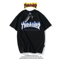 Thrasher flame T-shirt 트레셔 플레임 로고 반팔 흑백화염