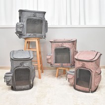 크림펫 강아지 백팩 고양이 이동가방 애견 켄넬, 그레이