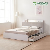 우아미가구 모노 미르 LED 3서랍수납형 본넬양면 Q 침대 DM5295, 메이플