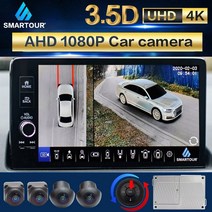 어라운드뷰 후방 사이드 카메라 Smartour-360 도 3.5D 자동차 카메라 버드뷰 서라운드 멀티 앵글 1080P AHD, 02 32G