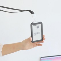 오피스 사원증 출입증 실리콘 케이스 목걸이 기업용, 세로핑크
