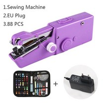 가정용 미싱기 핸드 미니 재봉틀 휴대용 바느질 리폼 오바로크 홈닥터 셀프 옷수선, eu 플러그 88 키트