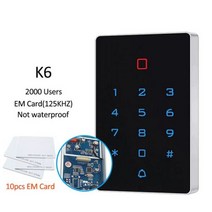 대문번호키 현관문 전자 도어락 자동문 방수 와이파이 스마트 Tuya 앱 백라이트 터치 125khz RFID 카드 액세스 제어 키패드 WG26 출력 알람 관리 지원, K6-10pcs Card