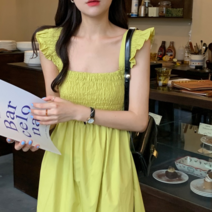 허니시스터 메보 바스트밴딩 날개소매 민소매 나시 a라인 롱원피스