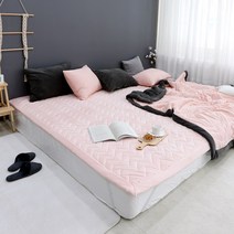 굿몽 고정밴딩 패밀리 침대 패드 (맞춤가능), 극세사_바비인디핑크