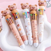 리투나 귀여운 곰돌이 10색볼펜 다꾸볼펜 0.5mm, 브라운곰돌이