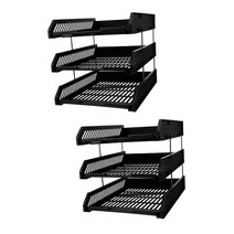 토피쿠 2pcs 3 데스크탑 파일랙 종이편지 수납팬 책상 트레이 데스크탑 정리 플라스틱 팔레트 블랙 선반 브래킷 와이어 트레이 회사 파일 트레이 문서 정리함