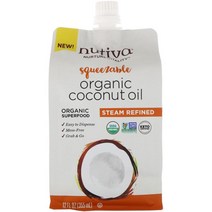 NUTIVA 짜서 먹는 유기농 코코넛오일 스팀 정제, 355ml