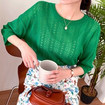아모르데이 여성용 샤벳스카시니트 라운드 비비드 베이직 데일리 니트