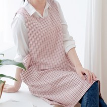 데코에버 로맨틱 원피스형 앞치마 롱사이즈 교사앞치마, 핑크