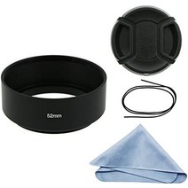 Nikon Canon Fuji Pentax Sumsung Leica Threaded Standard Lens와 호환되는 클리닝 천 및 렌즈 캡이 있는 SIOTI 카메라 표준 초점 금속 렌즈 후드-36947, 46mm, 광각