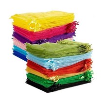 Sukh 120PCS 오르간자 가방 4x6 뮤티컬러 작은 사셰 보석 선물 호의 드로스트링