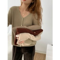 브이넥니트가디건 한시 7꺾다 부활함 소프트 찰 고급 라쿤 털 무드 버튼 왕골 작은 카디건 F1132 2702106907