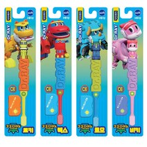 닥터레이 고고다이노 칫솔 세트 공룡 유아 어린이 공룡탐험대 렉스 로키 토모 비키 장난감, 렉스1, 로키1, 토모1, 비키1, 4개