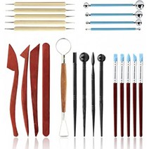 폴리머 클레이 도구 도자기 조각용 23 pcs 모델링 클레이 조각 도구 키트 나무 점선 도구 고무 팁 펜, 단일옵션