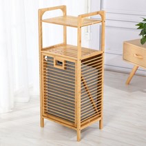 [소소일상] 2단 대나무 원목 햄퍼 슬라이딩 햄퍼 빨래바구니 수납장, 상세 설명 참조, 제품선택:2단 햄퍼