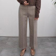리즈와이 모직 핀턱 밴딩 슬랙스 기모 일자 팬츠