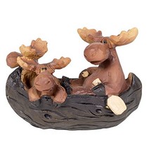 Slifka Sales Co. Moose Family in Canoe Resin Decorative Tabletop Figurine, 1